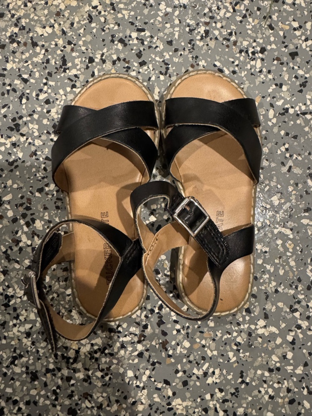 Tucker + Tate Black Cross-Strap Kids Sandals